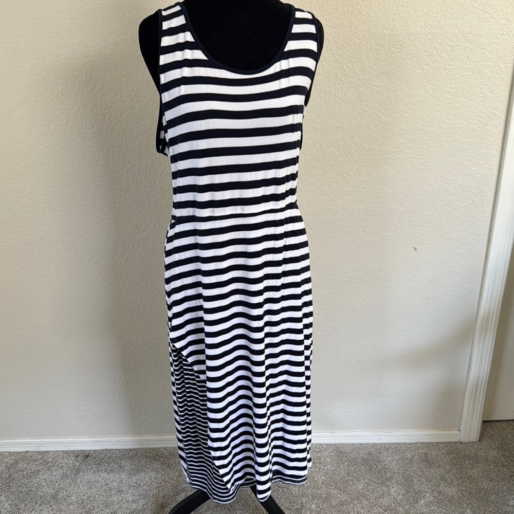 Market & Spruce Monochrome Striped Midi Dress